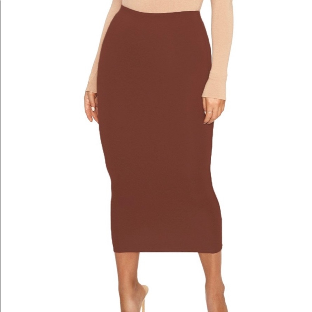 Naked Wardrobe Brown Pencil Skirt